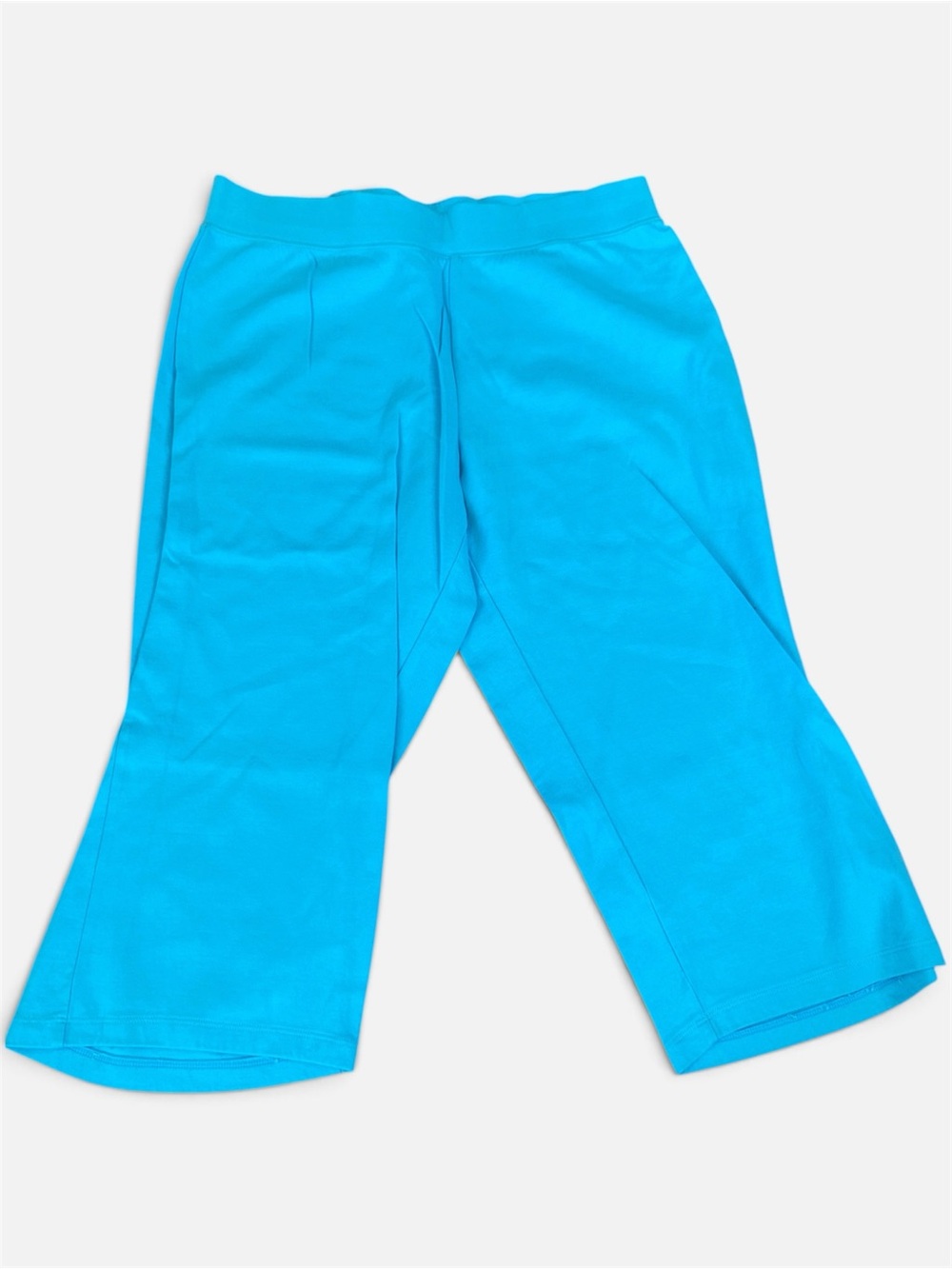 fresh produce Turquoise Wide-Leg Women’s Capris, comfy knit, elastic waist